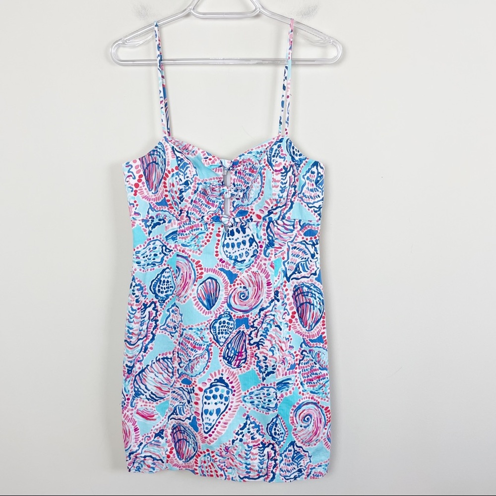 Lilly Pulitzer Petra Shell Me About It Tie Front Spaghetti Strap Dres Size 6